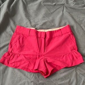 J. Crew High Waist Pink Shorts with Ruffle Hem